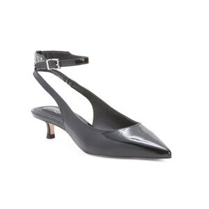 JESSICA SIMPSON Black Vellana Ankle Wrap Pointy Toe Slingback Heels